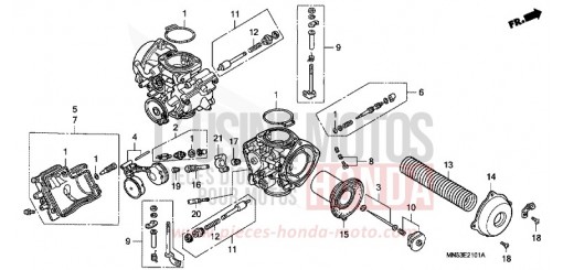 CARBURATEUR (PIECES CONSTITUTIVES) GL1500AN de 1992